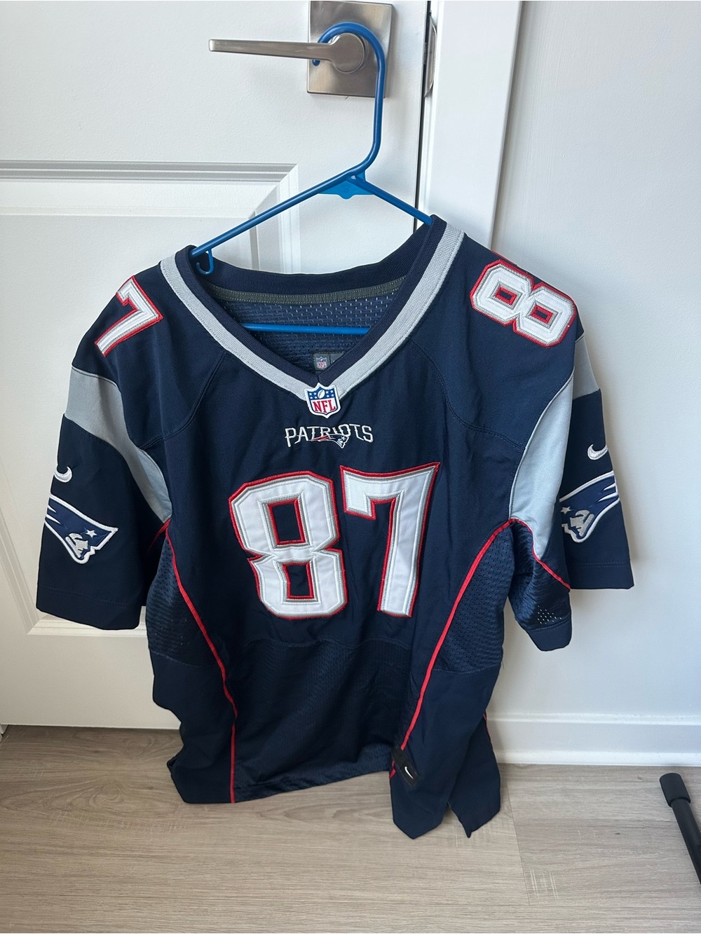NFL Navy, Gray and Red #87 Football Jersey